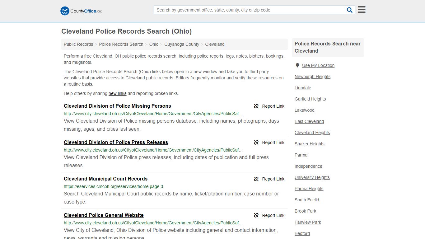 Police Records Search - Cleveland, OH (Accidents & Arrest Records)