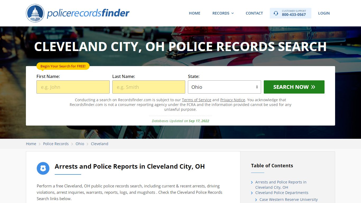 CLEVELAND CITY, OH POLICE RECORDS SEARCH - RecordsFinder